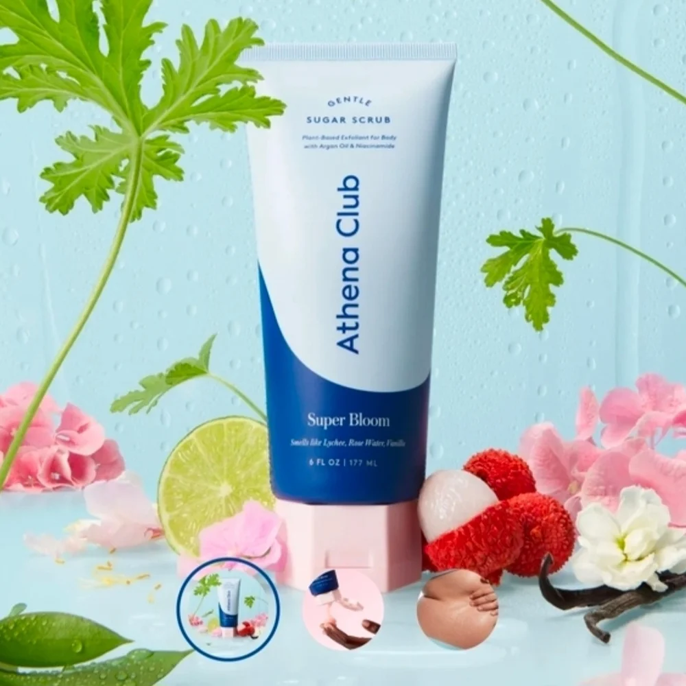 Athena Club Super Bloom Sugar Scrub - Blue & Pink Packaging